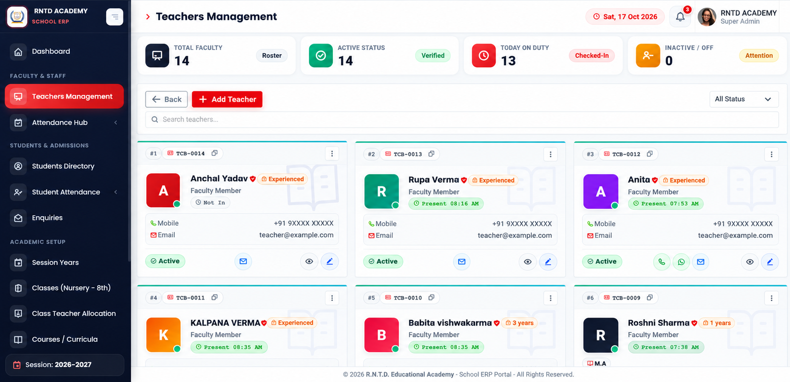 Recreated teacher management screenshot inside laptop preview